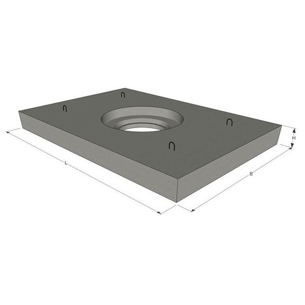 Плита дорожня ПД10, 2800x2000x220 мм, Діаметр отвору 1000 мм, бетон B20